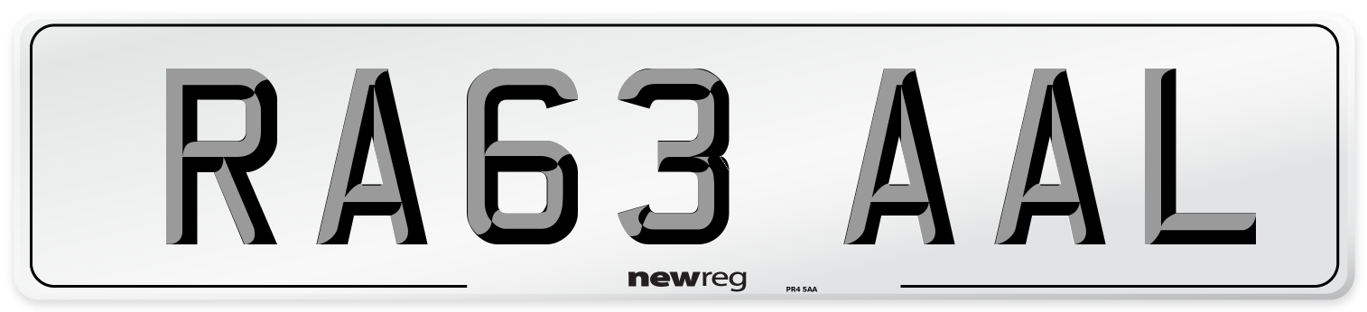 RA63 AAL Number Plate from New Reg
